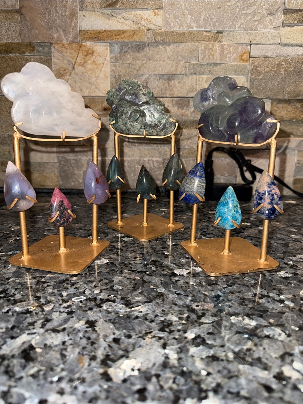 Crystal Cloud and Raindrops Set 7” tall - Price for 1 set